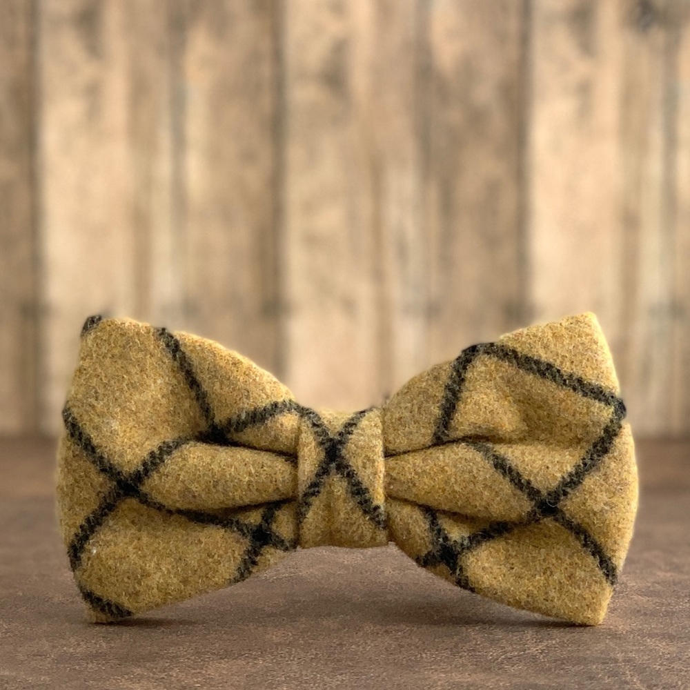 Men’s Tartan Tan Rustic Wool Tweed Bow Tie